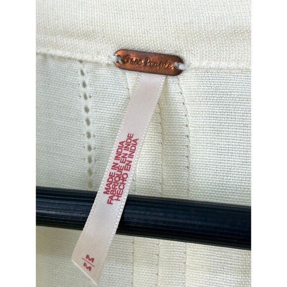 Free People Bella Women Cream Ruffle Front Sz M Tunic Shirt Dress Casual Mini N3 - Picture 10 of 12